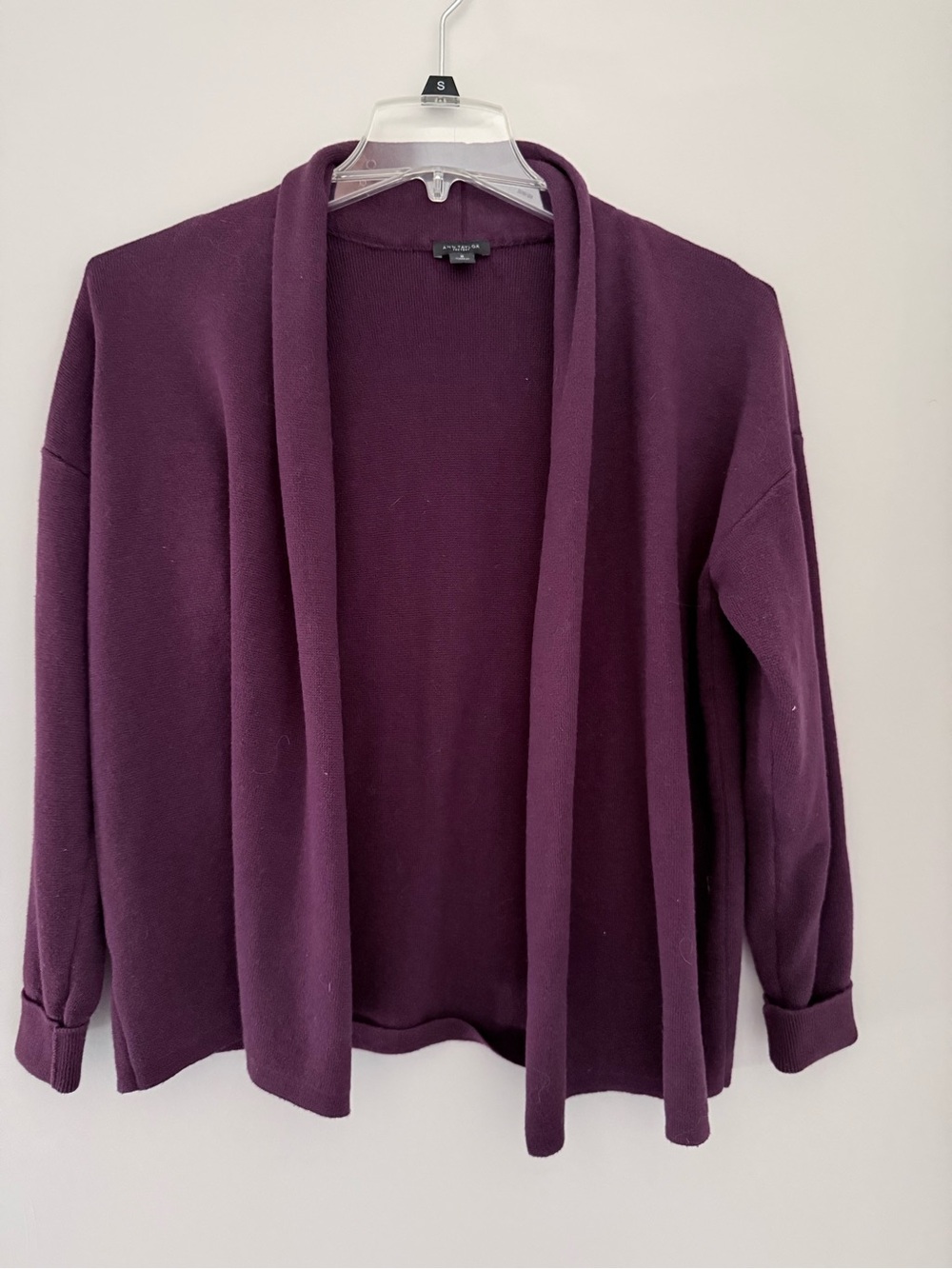 Ann Taylor Factory Open-Front Plum Cardigan